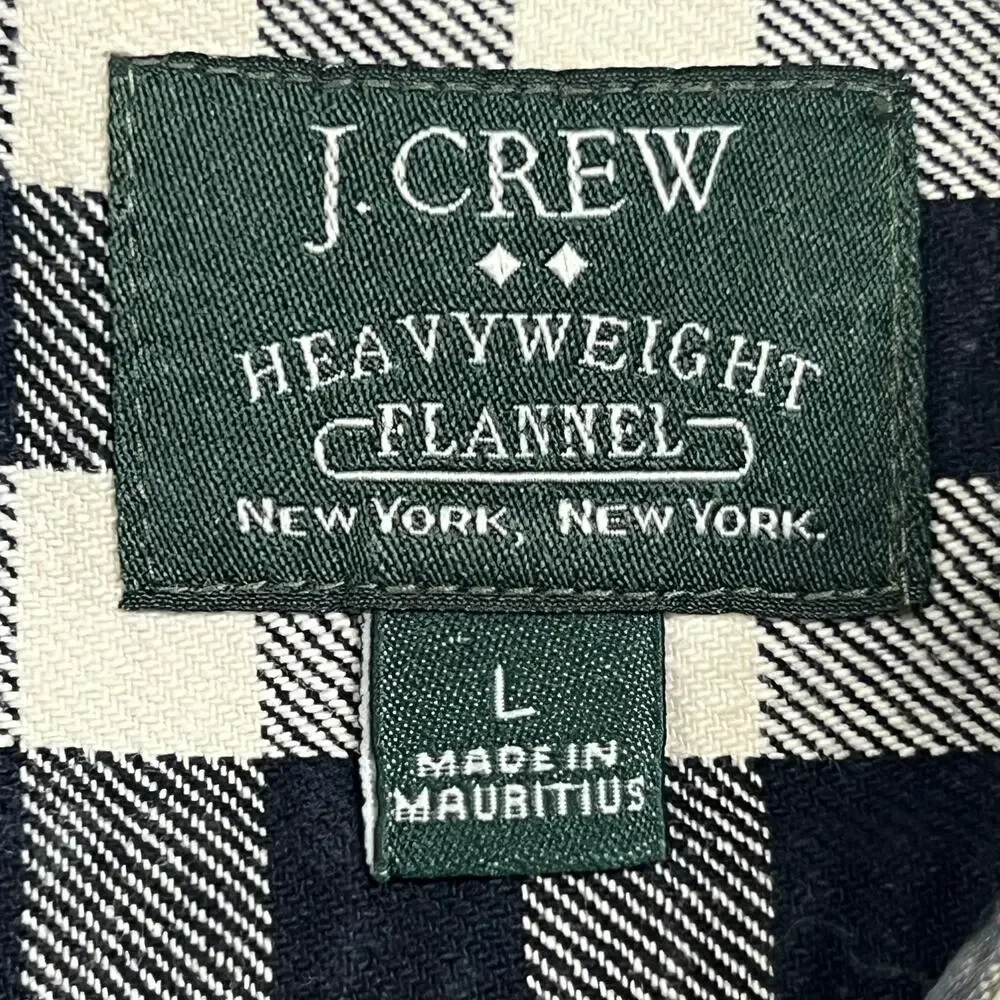 J.Crew Men's L Black and Cream Buffalo Check Heavyweight Cotton Flannel Shirt